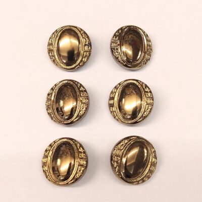 Vintage Glass Buttons - Signet - Gold - 18mm - Set of Six