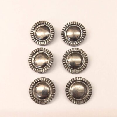 Vintage Glass Buttons - Sunburst - Metallic Gold or Silver - 19mm - Set of Six
