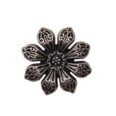 Filagree Flower Metal Buttons – Gunmetal Silver